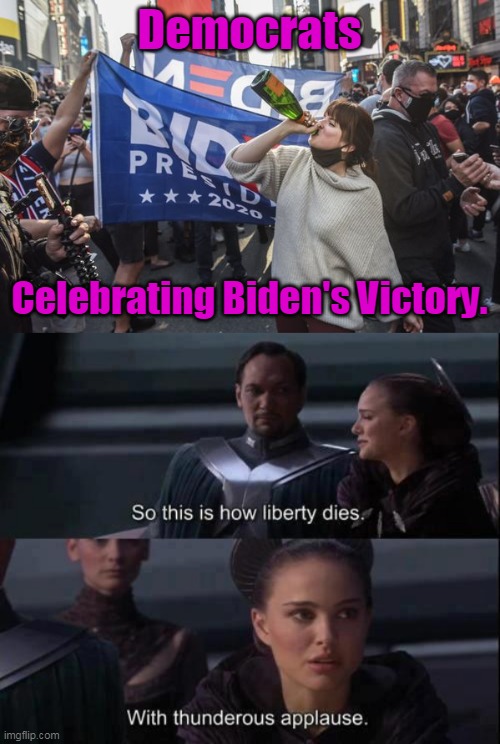 People Never Learn | Democrats; Celebrating Biden's Victory. | image tagged in democrats,socialists,biden,liberals,communism,death of democracy | made w/ Imgflip meme maker