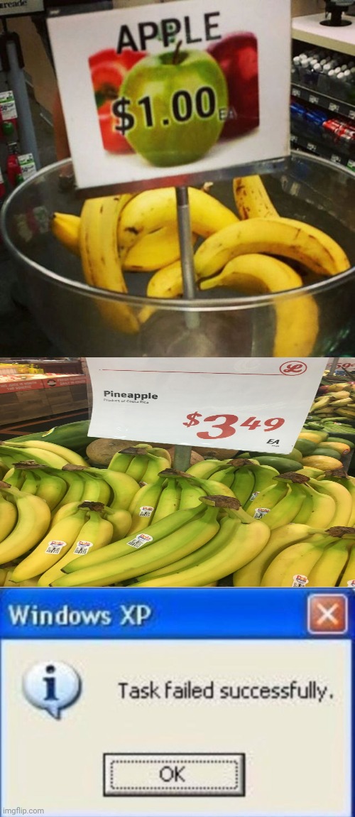 Fruits labeled incorrectly | image tagged in task failed successfully,bananas,fruits,you had one job,memes,fails | made w/ Imgflip meme maker