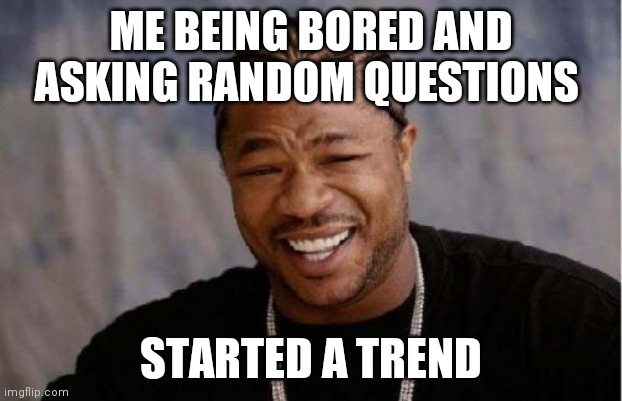 Yo Dawg Heard You | ME BEING BORED AND ASKING RANDOM QUESTIONS; STARTED A TREND | image tagged in memes,yo dawg heard you | made w/ Imgflip meme maker