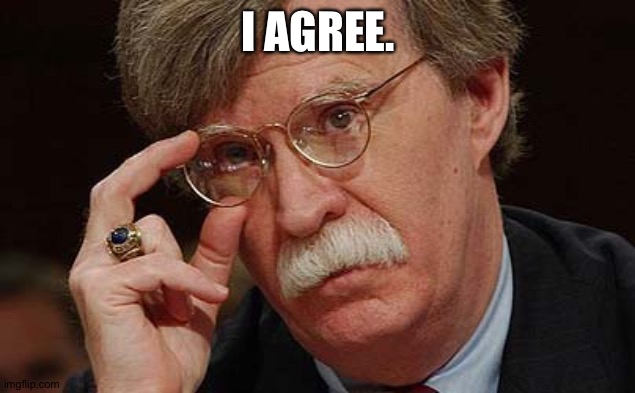 John Bolton Approves | I AGREE. | image tagged in john bolton approves | made w/ Imgflip meme maker