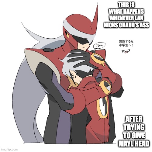 Chaud Feeling Ashamed | THIS IS WHAT HAPPENS WHENEVER LAN KICKS CHAUD'S ASS; AFTER TRYING TO GIVE MAYL HEAD | image tagged in megaman,eugene chaud,megaman battle network,memes | made w/ Imgflip meme maker