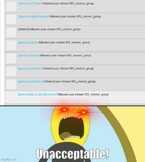image tagged in unnacceptable | made w/ Imgflip meme maker