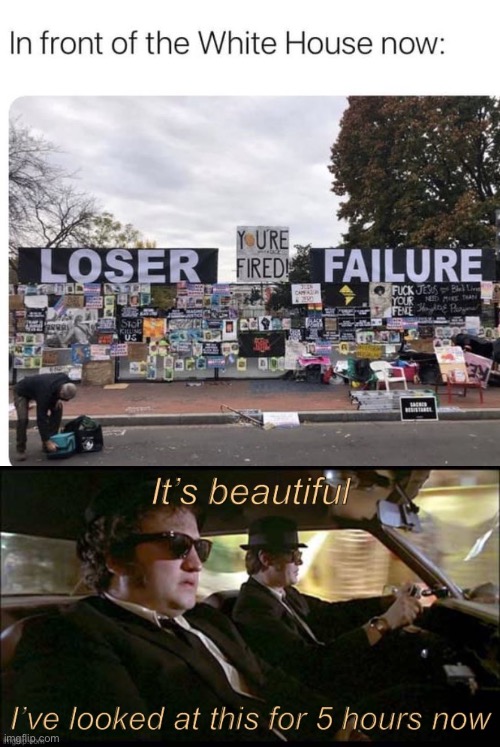 [apropos of nothing: the Blues Brothers] | image tagged in trump 2020 in front of the white house now,blues brothers,election 2020,2020 elections,trump is an asshole,this is beautiful | made w/ Imgflip meme maker