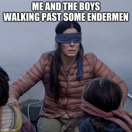 Bird Box | ME AND THE BOYS WALKING PAST SOME ENDERMEN | image tagged in memes,bird box | made w/ Imgflip meme maker