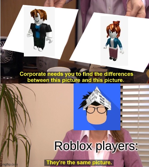 Everyone in roblox | Roblox players: | image tagged in memes,they're the same picture,roblox,gaming | made w/ Imgflip meme maker