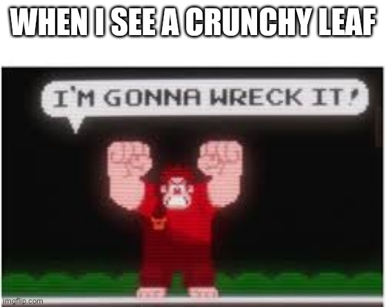 So true | WHEN I SEE A CRUNCHY LEAF | image tagged in im gonna wreck it | made w/ Imgflip meme maker