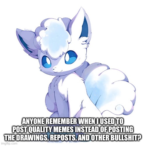 Throwback too my original account | ANYONE REMEMBER WHEN I USED TO POST QUALITY MEMES INSTEAD OF POSTING THE DRAWINGS, REPOSTS, AND OTHER BULLSHIT? | made w/ Imgflip meme maker