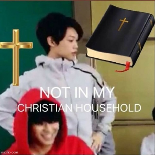 Make a meme out of this cause yes | image tagged in not in my christian household | made w/ Imgflip meme maker