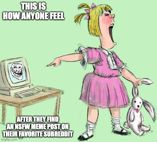 U Mad | THIS IS HOW ANYONE FEEL; AFTER THEY FIND AN NSFW MEME POST ON THEIR FAVORITE SUBREDDIT | image tagged in troll,memes | made w/ Imgflip meme maker