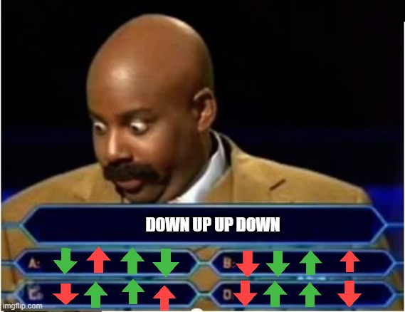 DOWN UP | DOWN UP UP DOWN | image tagged in quiz show meme,downvote,upvotes,memes,imgflip | made w/ Imgflip meme maker