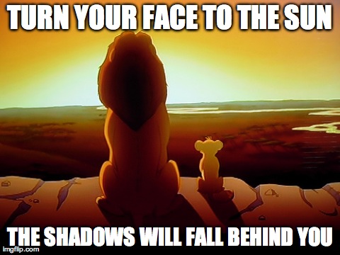 Lion King Meme | TURN YOUR FACE TO THE SUN THE SHADOWS WILL FALL BEHIND YOU | image tagged in memes,lion king | made w/ Imgflip meme maker