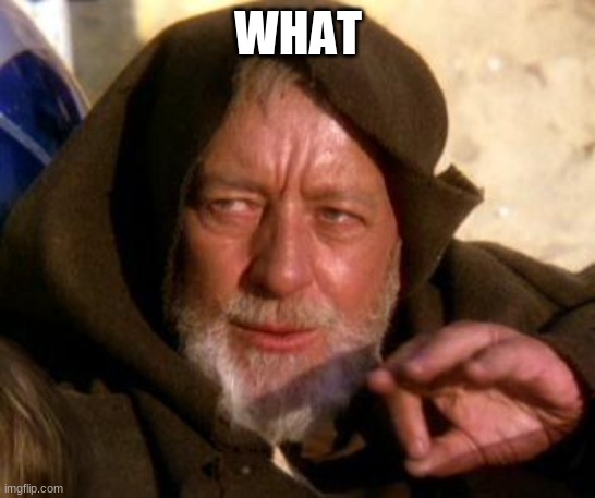 Obi Wan Kenobi Jedi Mind Trick | WHAT | image tagged in obi wan kenobi jedi mind trick | made w/ Imgflip meme maker