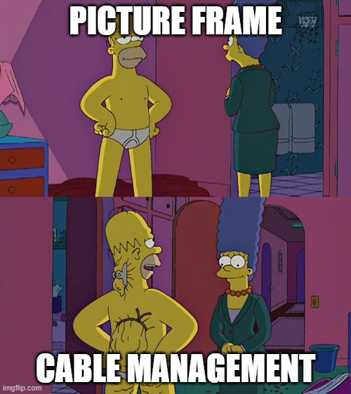 Homer Simpson's Back Fat | PICTURE FRAME; CABLE MANAGEMENT | image tagged in homer simpson's back fat | made w/ Imgflip meme maker