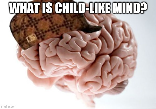 :/ | WHAT IS CHILD-LIKE MIND? | image tagged in memes,scumbag brain | made w/ Imgflip meme maker