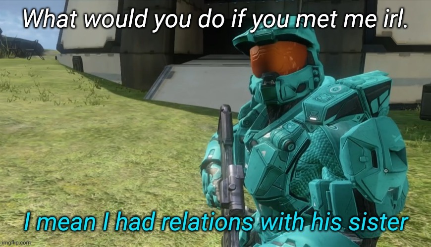 I mean I had relations with his sister | What would you do if you met me irl. | image tagged in i mean i had relations with his sister | made w/ Imgflip meme maker