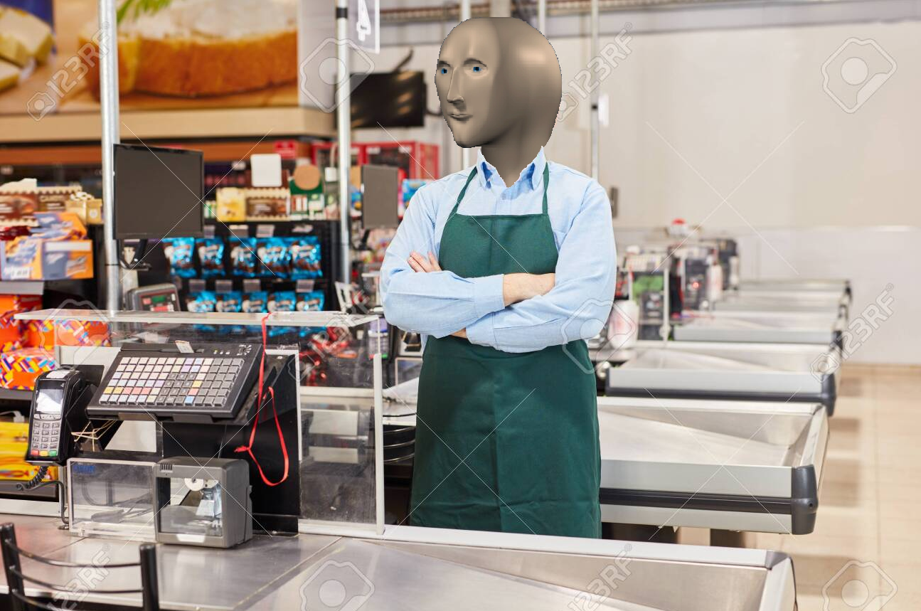 High Quality Meme man cashier Blank Meme Template