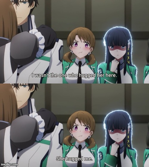 Harem anime in a nutshell | image tagged in mahouka koukou no rettousei,the irregular at magic high school,Mahouka | made w/ Imgflip meme maker