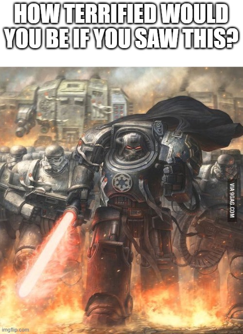 HOW TERRIFIED WOULD YOU BE IF YOU SAW THIS? | image tagged in star wars,warhammer 40k | made w/ Imgflip meme maker