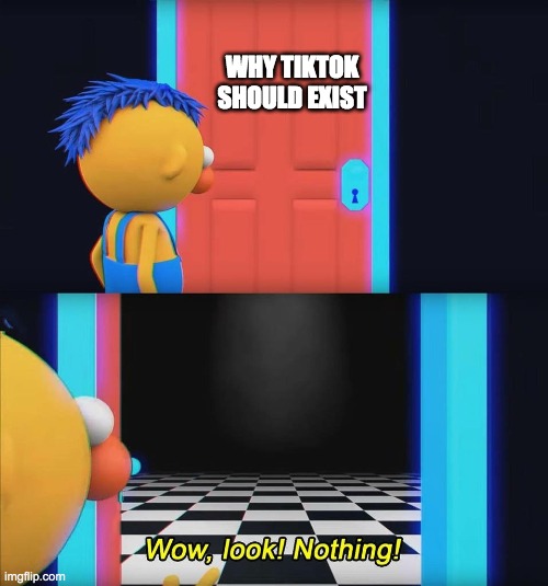 Wow look nothing! | WHY TIKTOK SHOULD EXIST | image tagged in wow look nothing | made w/ Imgflip meme maker