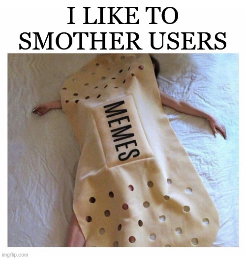 who_am_i | I LIKE TO SMOTHER USERS | image tagged in who_am_i | made w/ Imgflip meme maker