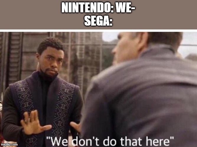 The 90 were COOL but somethings weren't noticed | NINTENDO: WE-
SEGA: | image tagged in we dont do that here | made w/ Imgflip meme maker