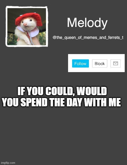 lol | IF YOU COULD, WOULD YOU SPEND THE DAY WITH ME | image tagged in my new template | made w/ Imgflip meme maker