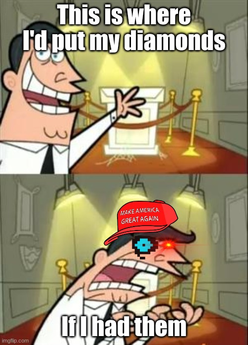 Dang diamonds | This is where I'd put my diamonds; If I had them | image tagged in memes,this is where i'd put my trophy if i had one,lol,minecraft,funny | made w/ Imgflip meme maker