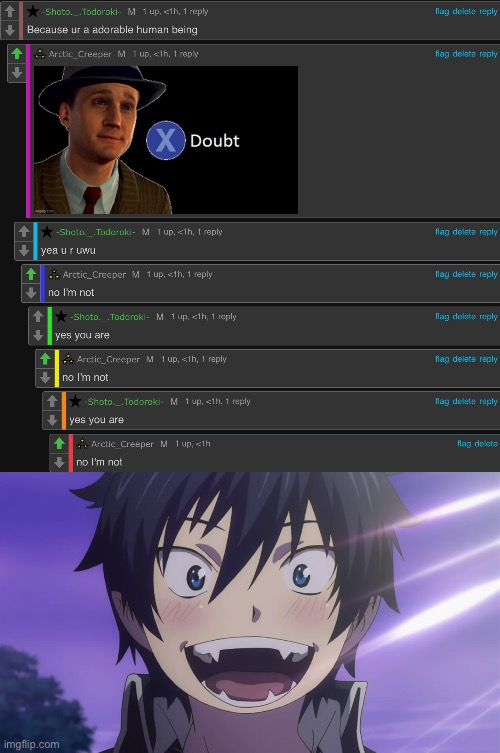 Me trying to make creeper thinks she’s cute | image tagged in rin smiling | made w/ Imgflip meme maker