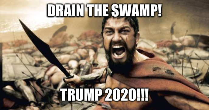 Trump sparta | DRAIN THE SWAMP! TRUMP 2020!!! | image tagged in memes,sparta leonidas,trump 2020 | made w/ Imgflip meme maker