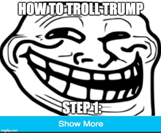 How to troll Trump (Please upvote!) | HOW TO TROLL TRUMP; STEP 1: | image tagged in how to,troll,trump | made w/ Imgflip meme maker