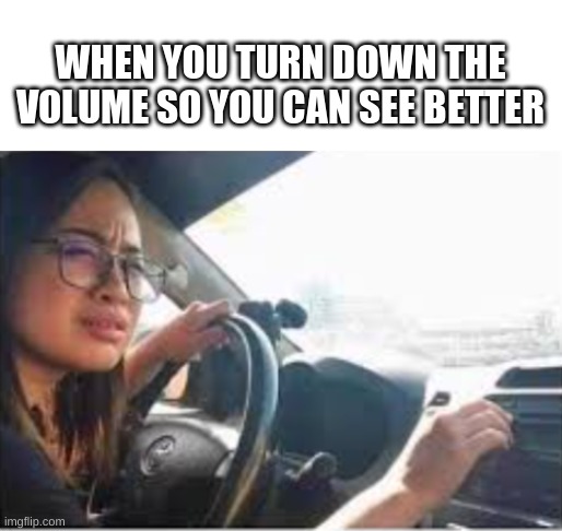 Squinty! | WHEN YOU TURN DOWN THE VOLUME SO YOU CAN SEE BETTER | image tagged in blank white template,funny,memes,funny memes,eyes,ears | made w/ Imgflip meme maker