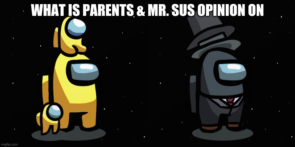Use this as a meme template | WHAT IS PARENTS & MR. SUS OPINION ON | image tagged in among us | made w/ Imgflip meme maker