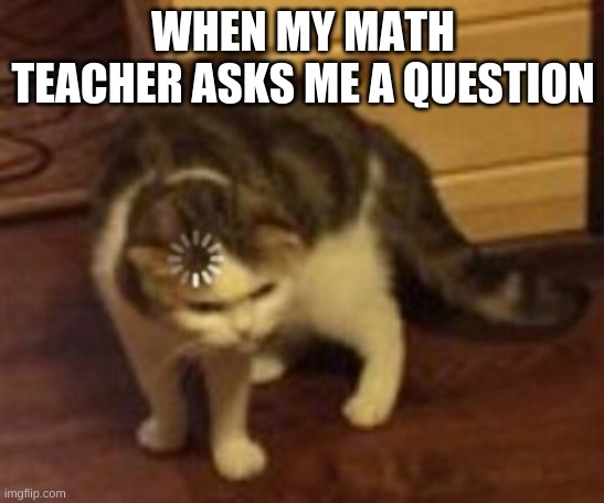 Loading cat | WHEN MY MATH TEACHER ASKS ME A QUESTION | image tagged in loading cat | made w/ Imgflip meme maker