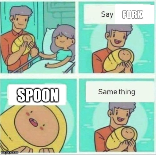 same in a way | FORK; SPOON | image tagged in say same thing | made w/ Imgflip meme maker