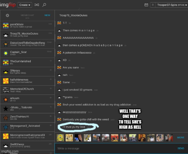 WELL THAT'S ONE WAY TO TELL SHE'S HIGH AS HELL | made w/ Imgflip meme maker
