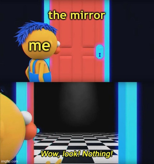 all the time | me; the mirror | image tagged in wow look nothing | made w/ Imgflip meme maker