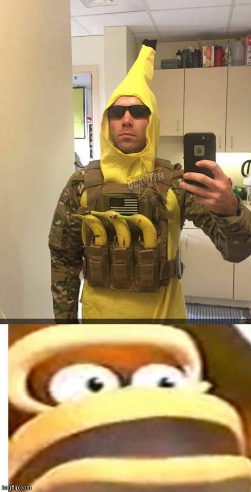 BOUT TO "PEEL" SOME CAPS | image tagged in that wasn't part of my plan,donkey kong,cosplay,banana | made w/ Imgflip meme maker