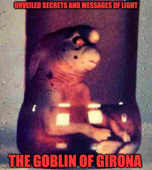 GOBLIN OF GERONA | UNVEILED SECRETS AND MESSAGES OF LIGHT; THE GOBLIN OF GIRONA | image tagged in goblin of gerona | made w/ Imgflip meme maker