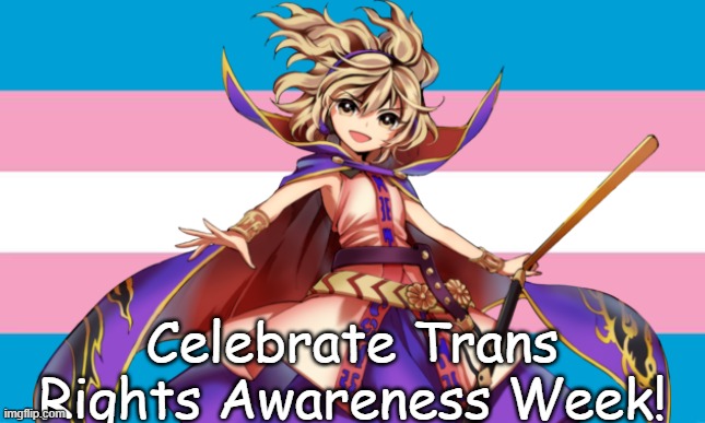 Trans Awareness Week with Miko! | Celebrate Trans Rights Awareness Week! | image tagged in lgbtq,miko,touhou,transgender,celebration | made w/ Imgflip meme maker