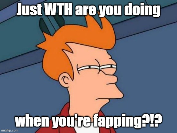 Futurama Fry Meme | Just WTH are you doing when you're fapping?!? | image tagged in memes,futurama fry | made w/ Imgflip meme maker