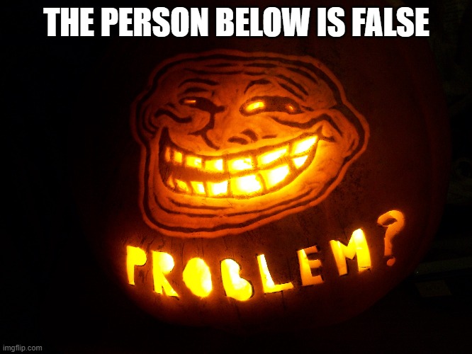 THE PERSON BELOW IS FALSE | made w/ Imgflip meme maker