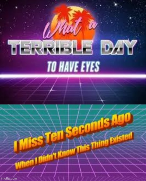 image tagged in what a terrible day to have eyes,i miss ten seconds ago | made w/ Imgflip meme maker