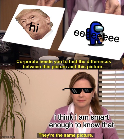 They're The Same Picture | hi; eeeeeeee; i think i am smart enough to know that | image tagged in memes,they're the same picture | made w/ Imgflip meme maker