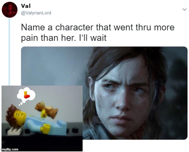 Name one character who went through more pain than her | image tagged in name one character who went through more pain than her | made w/ Imgflip meme maker