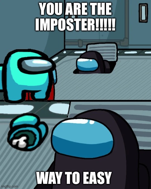 Dude | YOU ARE THE IMPOSTER!!!!! WAY TO EASY | image tagged in impostor of the vent | made w/ Imgflip meme maker
