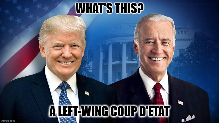 Coup 2020 | WHAT'S THIS? A LEFT-WING COUP D'ETAT | image tagged in election,2020,coup,donald trump,joe biden | made w/ Imgflip meme maker