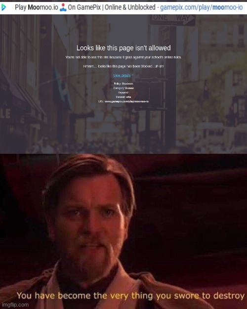 why? | image tagged in you have become the very thing you swore to destroy,blocked,why | made w/ Imgflip meme maker