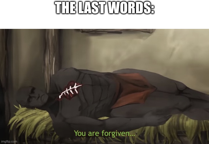 You are forgiven... | THE LAST WORDS: | image tagged in you are forgiven | made w/ Imgflip meme maker