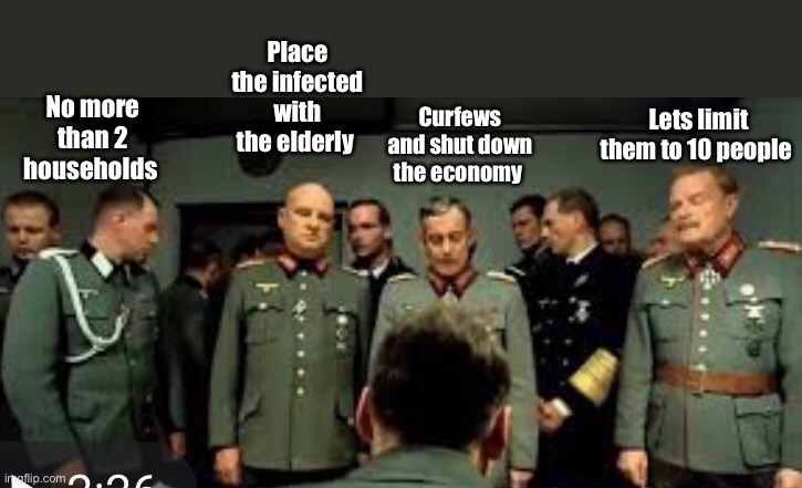 Vee will bring zem to their knees | Place the infected with the elderly; No more than 2 households; Curfews and shut down the economy; Lets limit them to 10 people | image tagged in political meme,progressive,coronavirus,derp | made w/ Imgflip meme maker