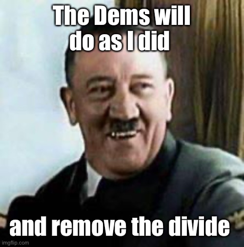 laughing hitler | The Dems will do as I did and remove the divide | image tagged in laughing hitler | made w/ Imgflip meme maker